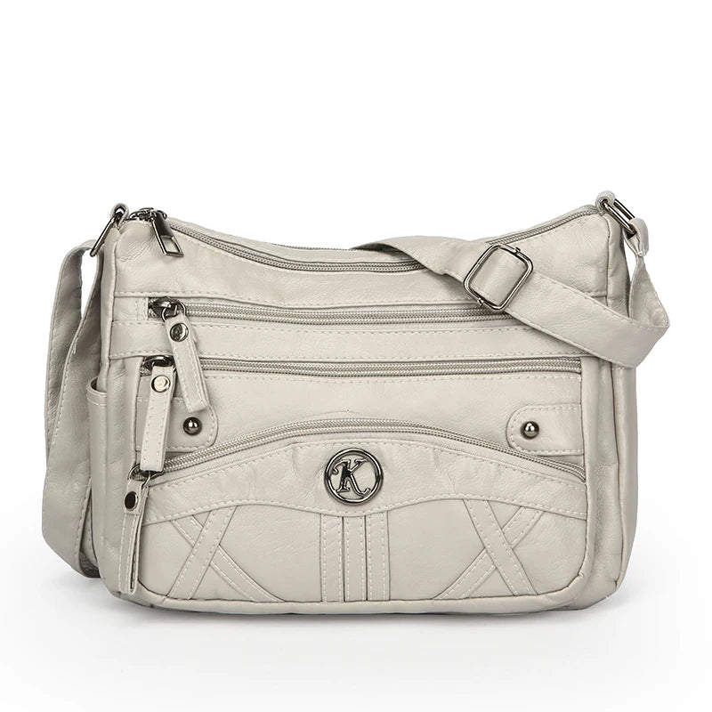 Retro Soft Leather Multi Pocket Single Shoulder Crossbody Bag High Quality Women's Bag Luxury Designer Purses and Handbags 2025