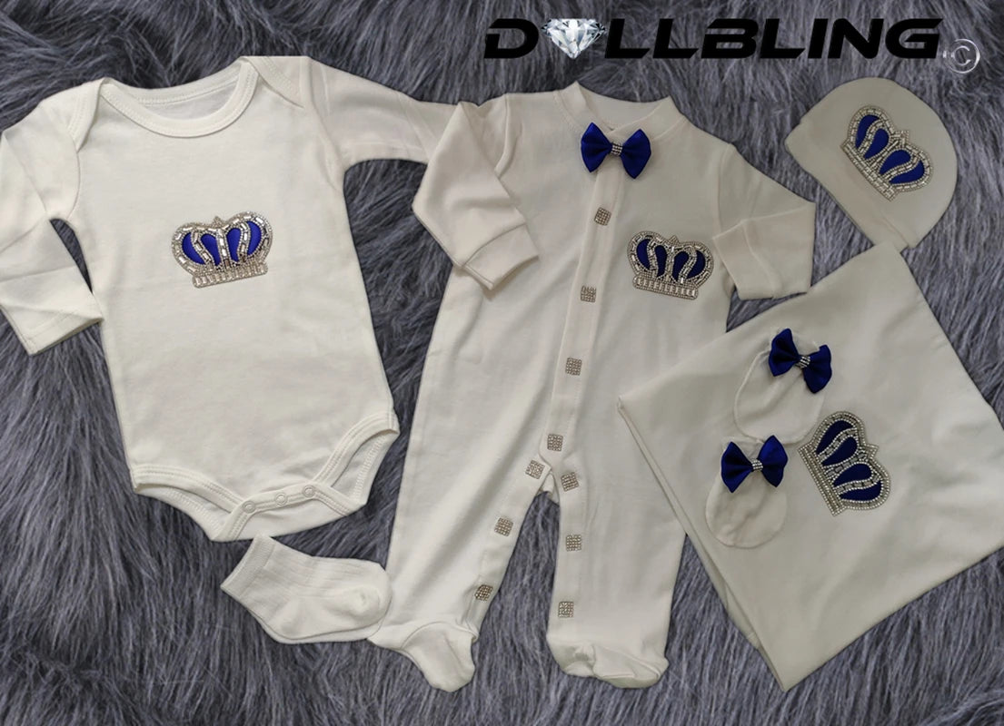 Newborn Baby Boy Outfits Set Kids Clothing Real Cotton Infant Care Products Body Suit Shirt Pants Mittens Receiving Blanket
