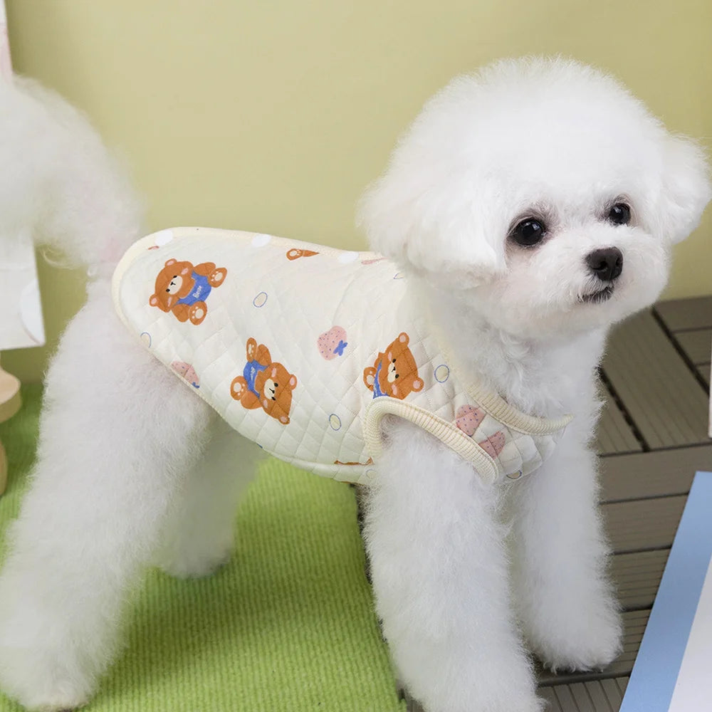 Cotton Pet Open Cardigan For Small Medium Dogs Cats Winter Warm Dog Clothes Teddy Bichon Cute Dogs Vest Pet Apparel