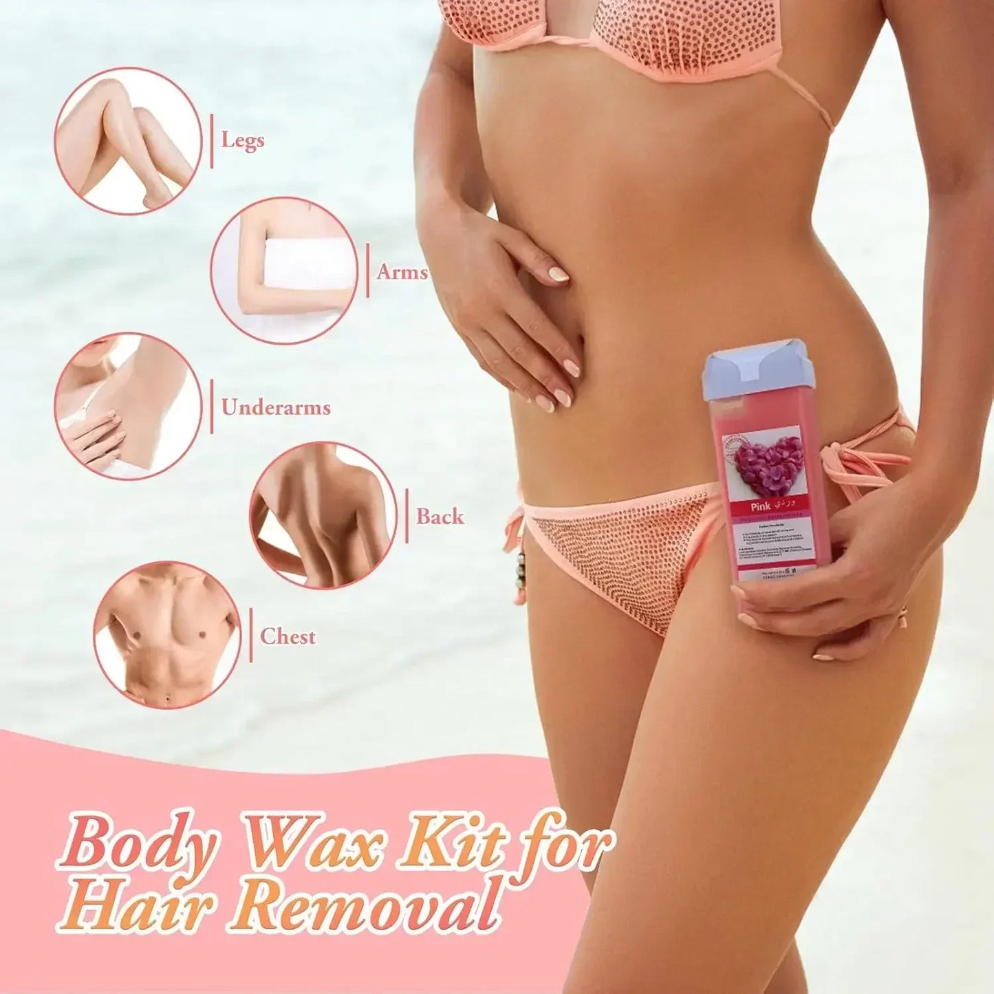 Roll on Wax Rose Aloe Wax Roller Refill Painless Hair Removal Wax Cartridge Depilatory Wax Warmer For Bikini Body Hair Removal