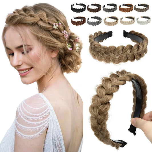 SARLA High-Quality Synthetic Fiber Braided Headband Wig, Fishtail Braid Headband, Bohemian Style Women's Hair Accessory Wig, sui