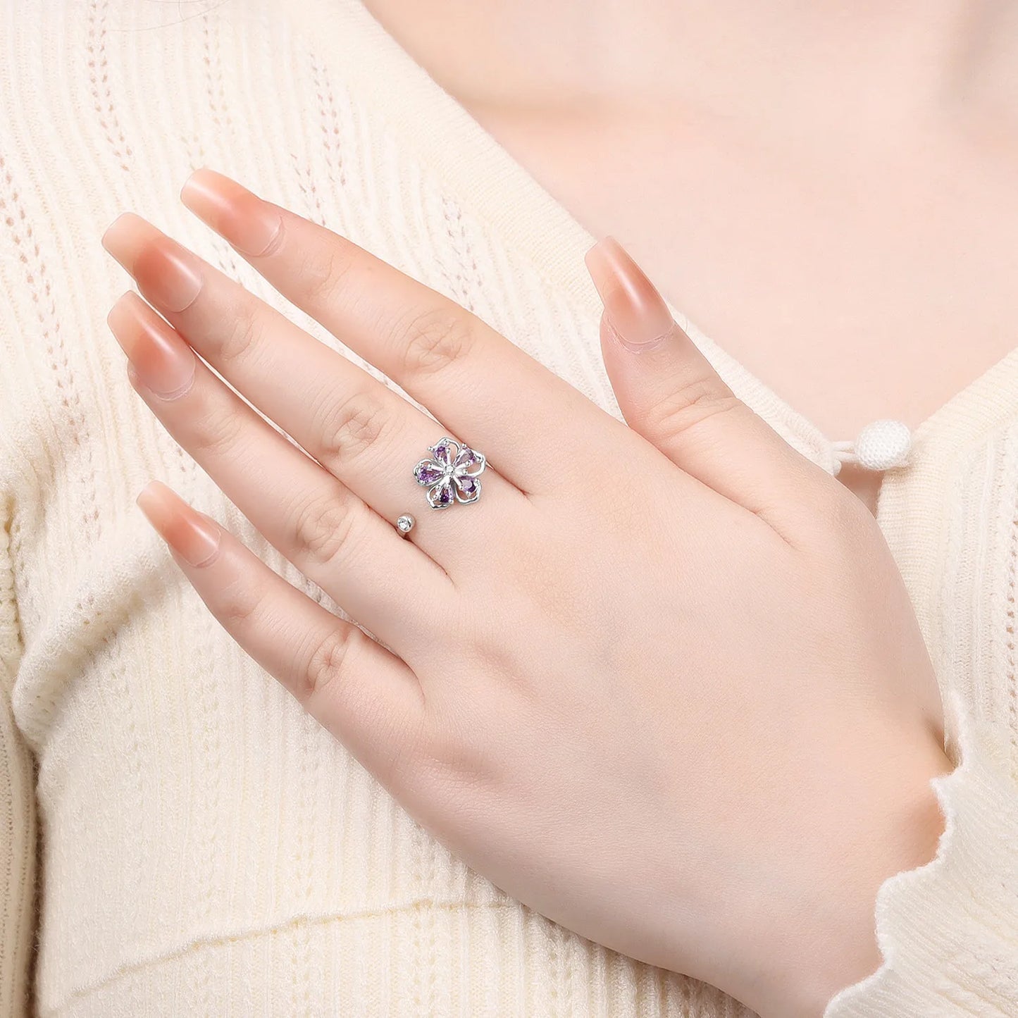 Original 925 Sterling Silver Zircon Bone Balloon Dog Adjustable Open Ring Fine Jewelry Luxury Gift for Women Birthday Party 2026