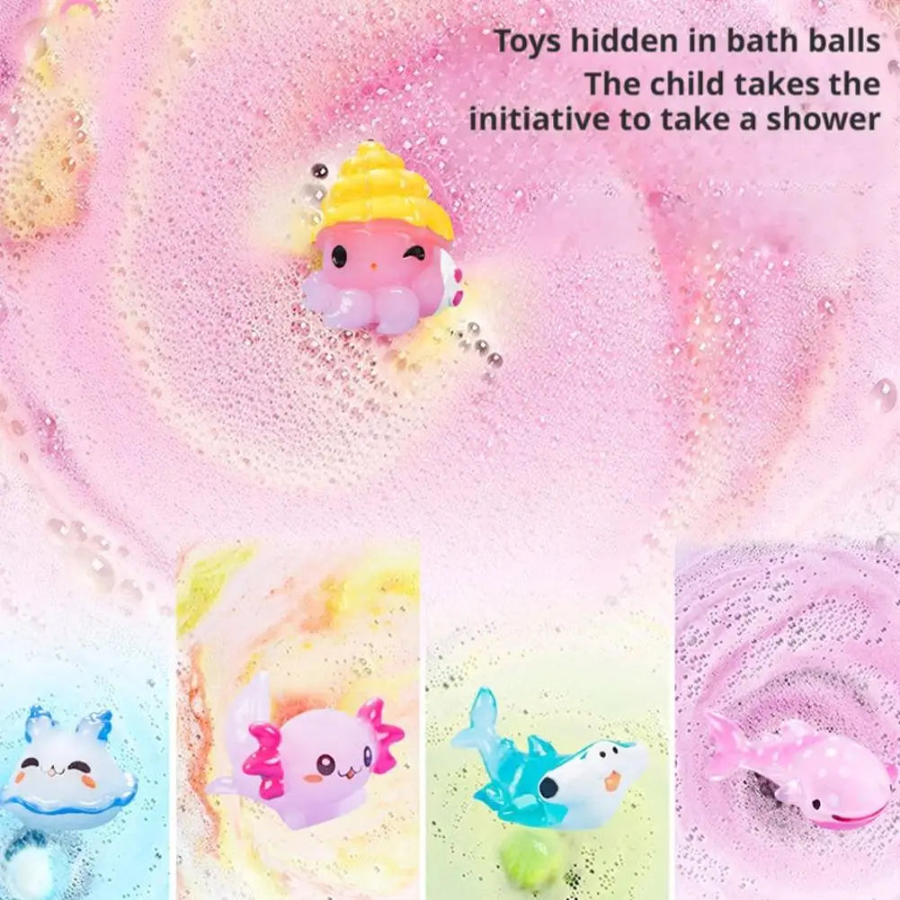 12PCS Flower Fruit Sea Salt Bubble Ball Bath Set with Surprise Toy,Kid Bath Gift Ocean gentle & safe Bath Bubble Ball Set ﻿
