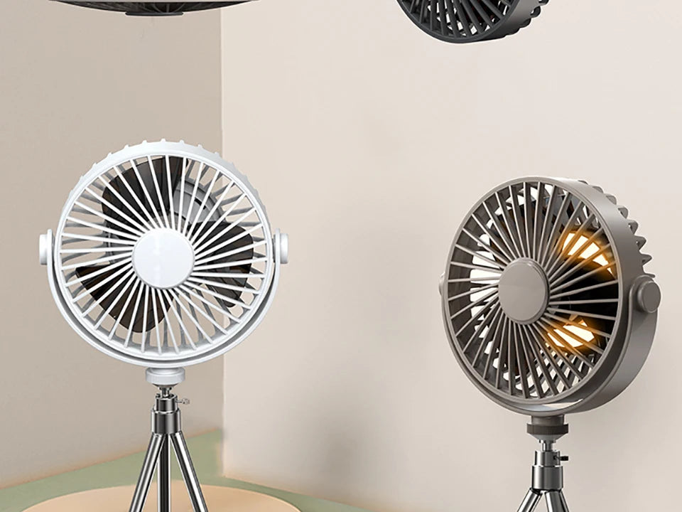 Remote Control Floor Table Air Cooler Mini Portable Wireless Ceiling Fan 360° Rotation 3-speed Wind For Camping Home Night Light