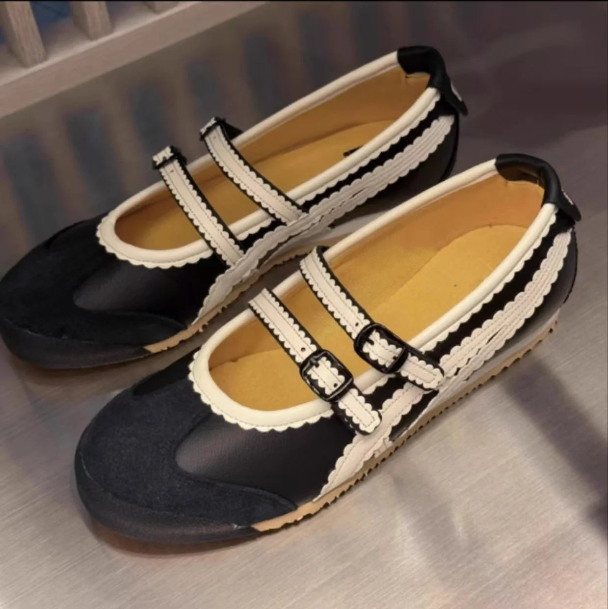2025 Silver Ballet ShoesSpring New Women's Round Toe Flat Buckle Shallow Casual Sports Daily Office Commuter Ladies Single Shoes