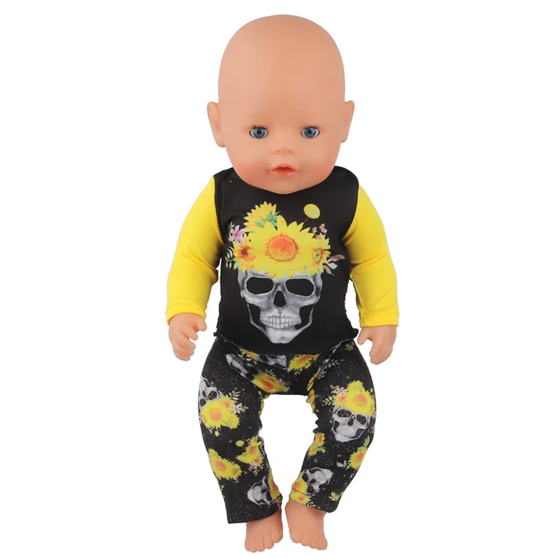 Halloween Doll Clothes Festival Pumpkin, Skeleton Costumes For 18 Inch American&43cm Baby New Born,OG,Life Girl Doll Accessories