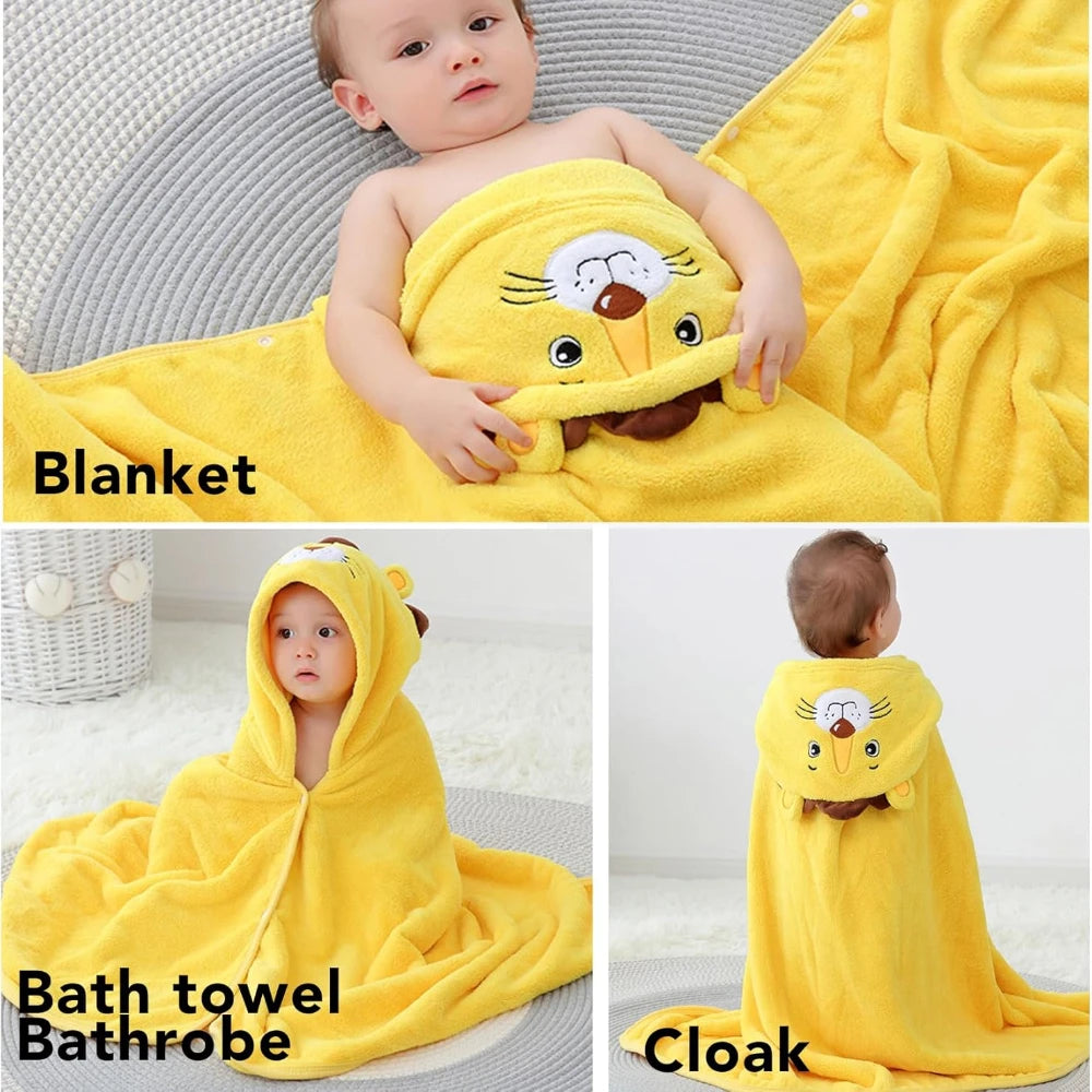 Baby Hooded Bath Towel,Ultra Soft and Absorbent Toddlers Bathrobe,Coral Velvet Thickened Bathrobe,Newborn Blanket Shower Gifts