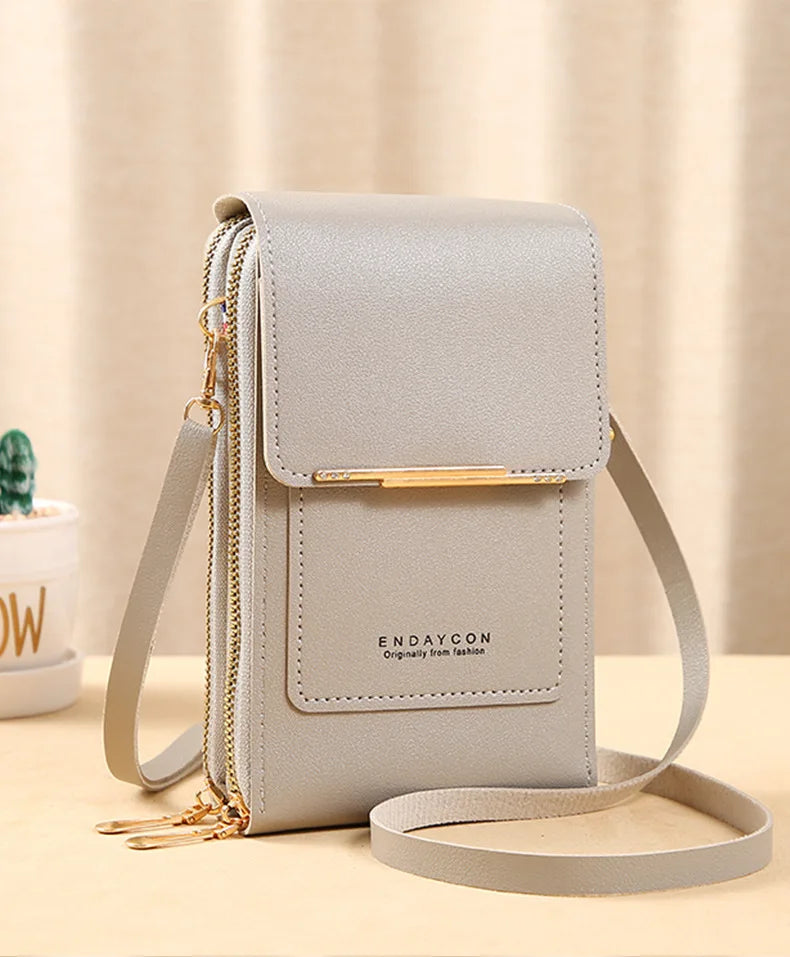 Women Crossbody Shoulder Bags Wallets Touch Screen Cell Phone Bag Soft Leather Strap Handbag for Female Luxury Messenger Bags