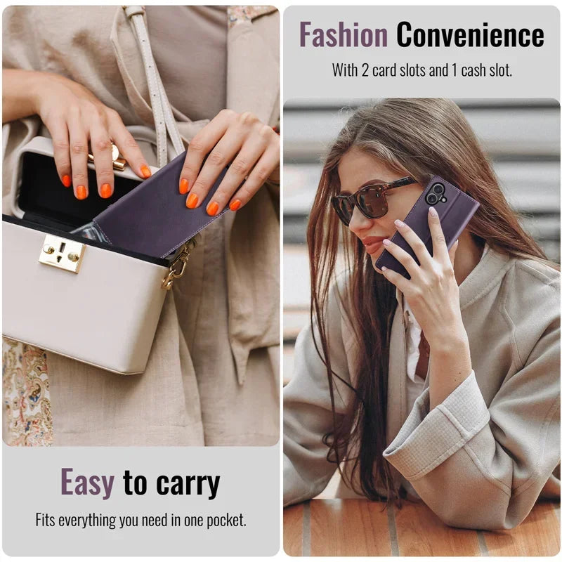 Magnetic Leather Wallet Card Phone Case For iPhone 17E 17 Air 16E 16 Pro Max 15 Plus 14 13 12 11 Flip Wireless Charging Cover