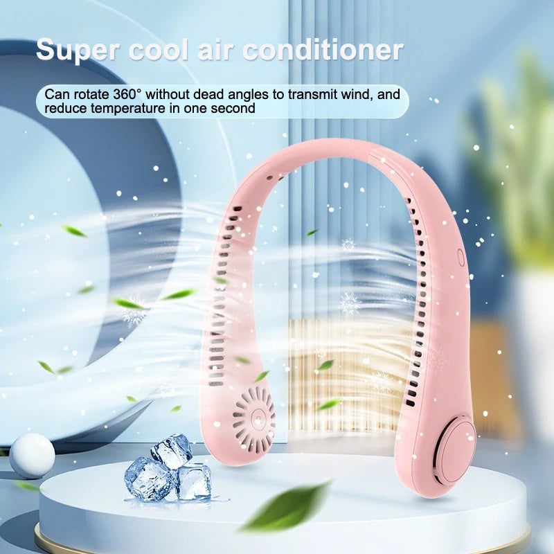 Stretchable Hands-Free Cooling Neck Fan, 3 Adjustable Speed Modes, Portable with 4000mAh Rechargeable Battery