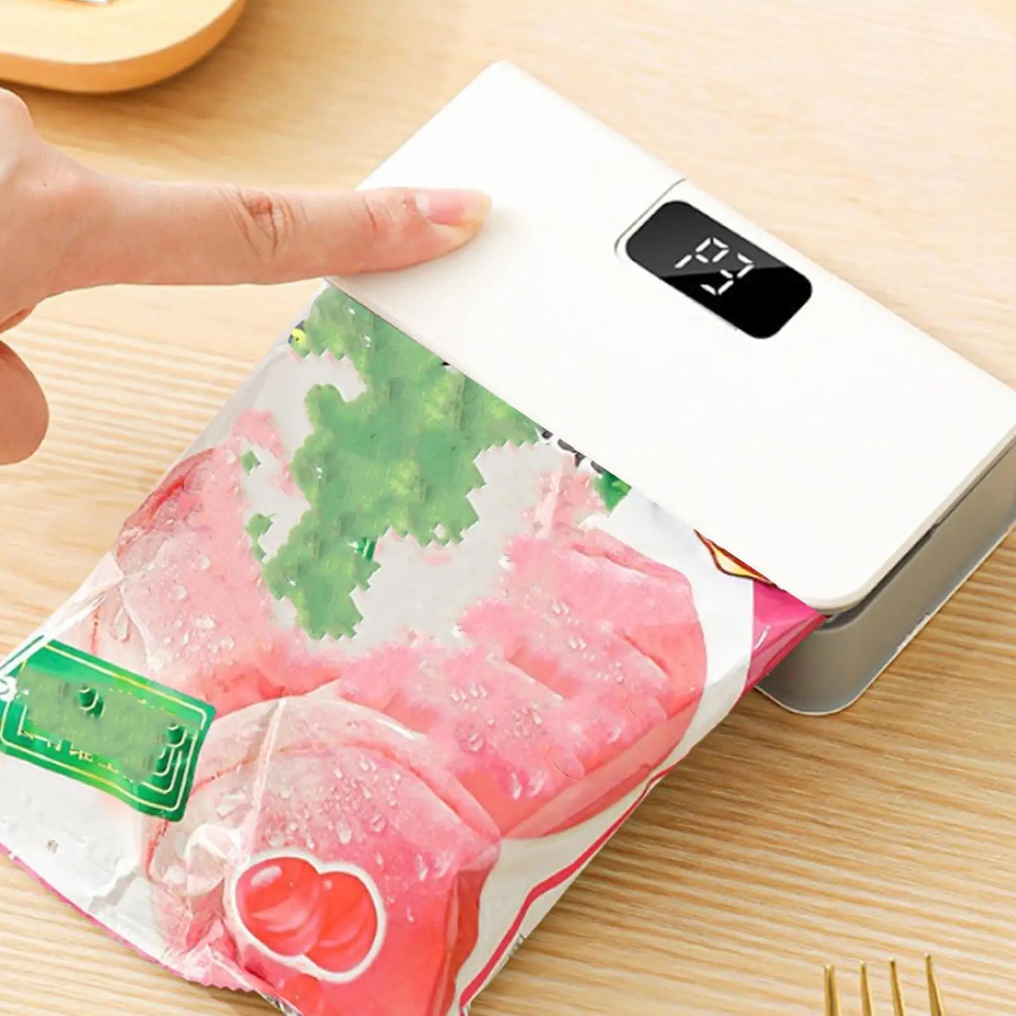 Small Bag Sealer 2 In 1 Chip Bag Sealer And Cutter Vacuum Sealer Fridge Magnet 6-speed Intelligent Temperature Control