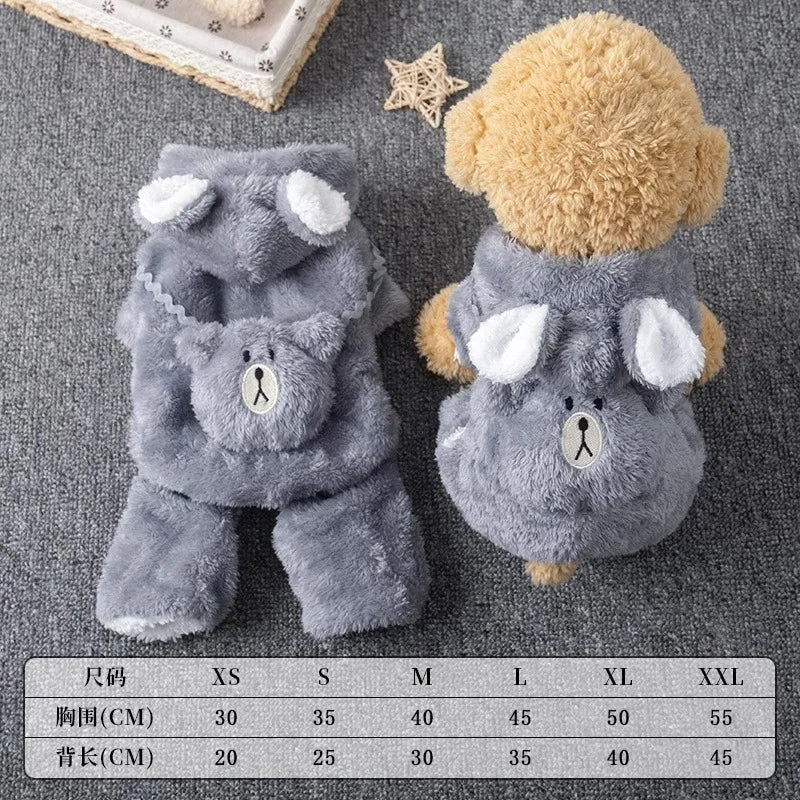 Dog Clothes Winter Autumn Warm Four Legged Fleece Lined Thickened Outfits for Cats Golden Gradient Ragdoll Small To Medium Dogs