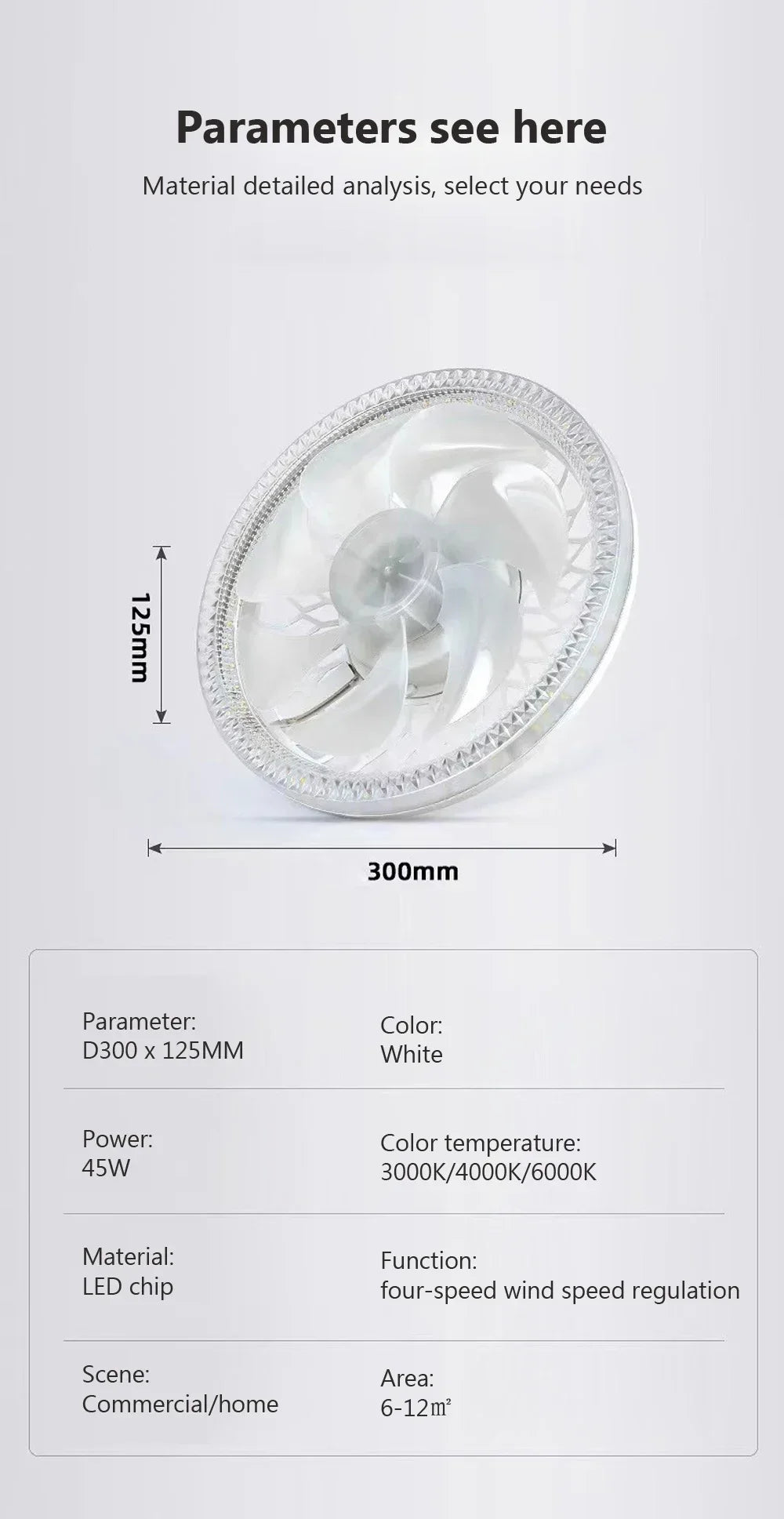 Modern Ceiling Fan With LED Light And Remote Control E27 Fan Lamp 4 Speed 360° Circulating Air For Kitchen Room Home Lighting