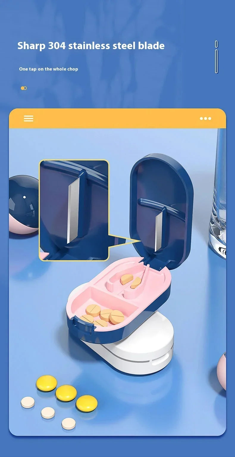 Medicine Pill Cutter Box Portable Drug Box Useful Grinder Splitter Medicine Pill Holder Tablet Cutter Splitter Divider Pill Case