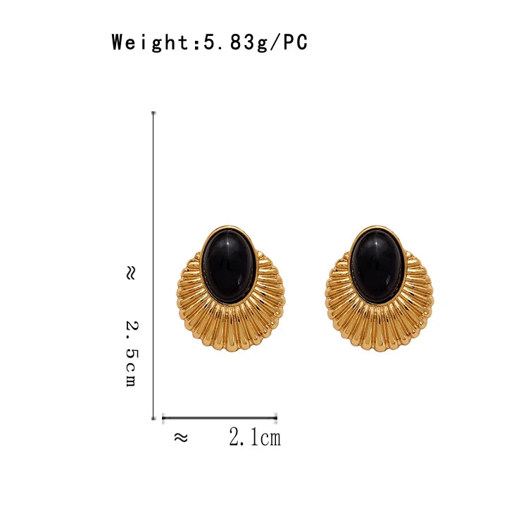 Modern Jewelry  Geometric Metal Black Resin Stud Earrings For Girl Women Party Gift