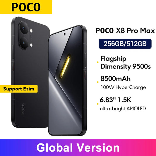 Global Version POCO X8 Pro Max 8500mAh 1.5K 120Hz Ultra-Bright  AMOLED Display 6.83'' Smartphone  Dimensity 9500s