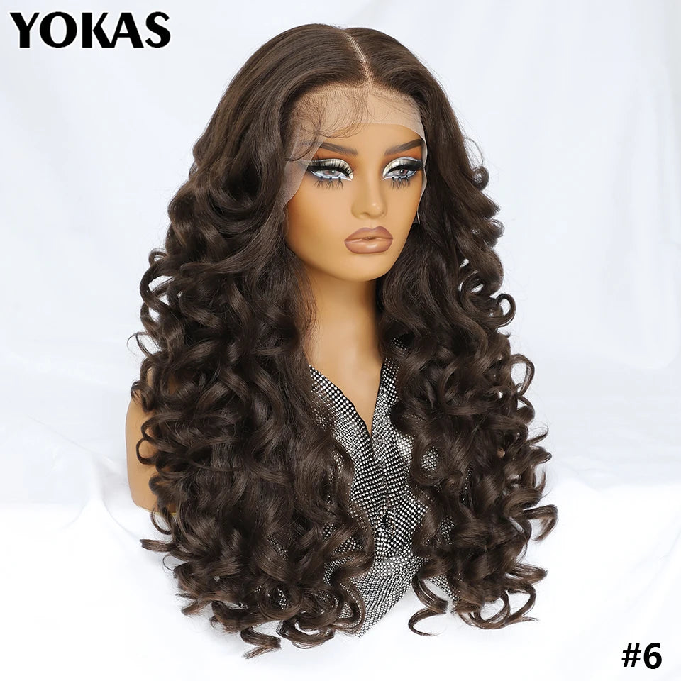 Lace Frontal Wigs 13X6 Synthetic Curly Lace Frontal Wigs With Bangs For Afro Women Pink Blonde Women Wigs With Baby Hair Latisha