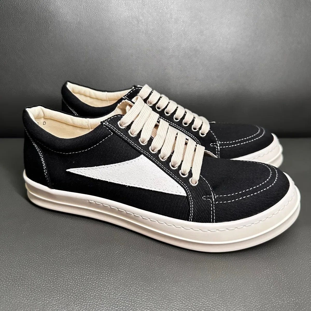 Men Casual Shoe Brand Black Brown Canvas Low Top Shoes High Quality Cowhide Luxury White Leather Sneakers Women Flat Sneaker