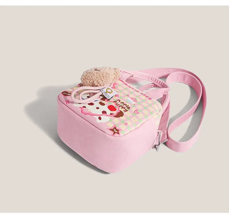 Cute Dog Handbag Women – Versatile Canvas Bag; Shoulder Bag for Men – Large Capacity, Durable and Soft