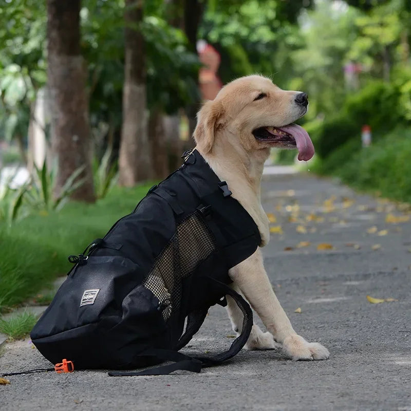 Breathable Large Dog Backpack Carrier - Durable Adjustable Outdoor Hiking Dog Bag Perfect for Large Golden Retriever & Bulldog
