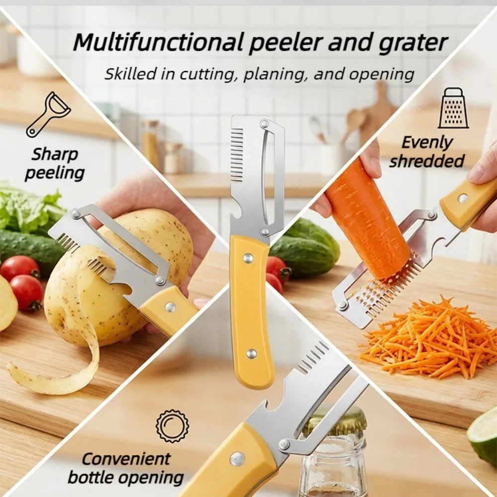 Stainless Steel Vegetable Peeler Multifunction Fruit Slicer Shredder Kitchen Cutter Tool for Potato Carrot Cucumber Use