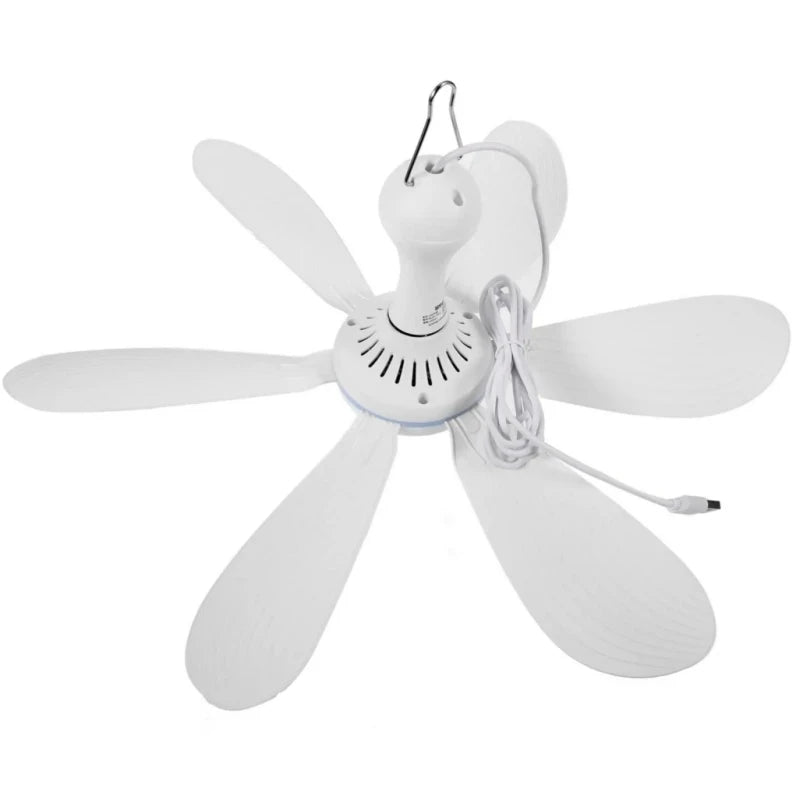 Silent 6 Leaves USB Powered Ceiling Canopy Fan with Remote Control Timing 4 Speed Hanging Fan for Camping Bed Dormitory Tent New