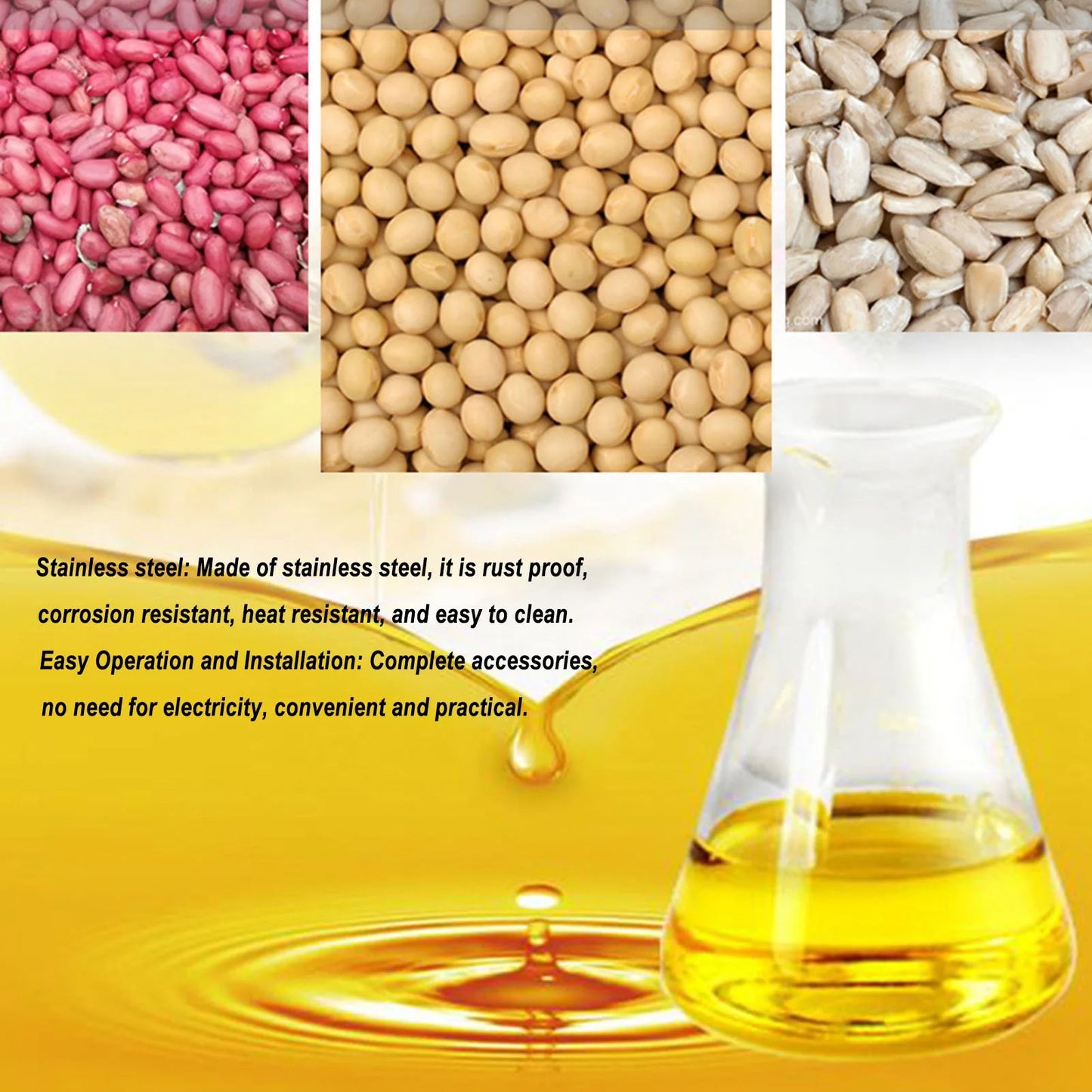 Oil Extractor Machine Oil Press Machine Hot Cold Press Stainless Steel Efficient Easy To Clean Manual for Kitchen