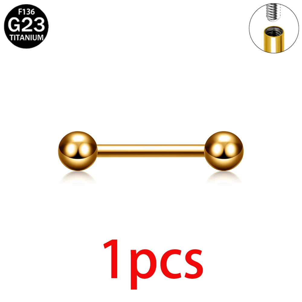 1/5/10pcs Titanium Tongue Ring Piercings External Threaded Industrial Barbell Tongue Bar Tragus Helix Ear Piercing Body Jewelry