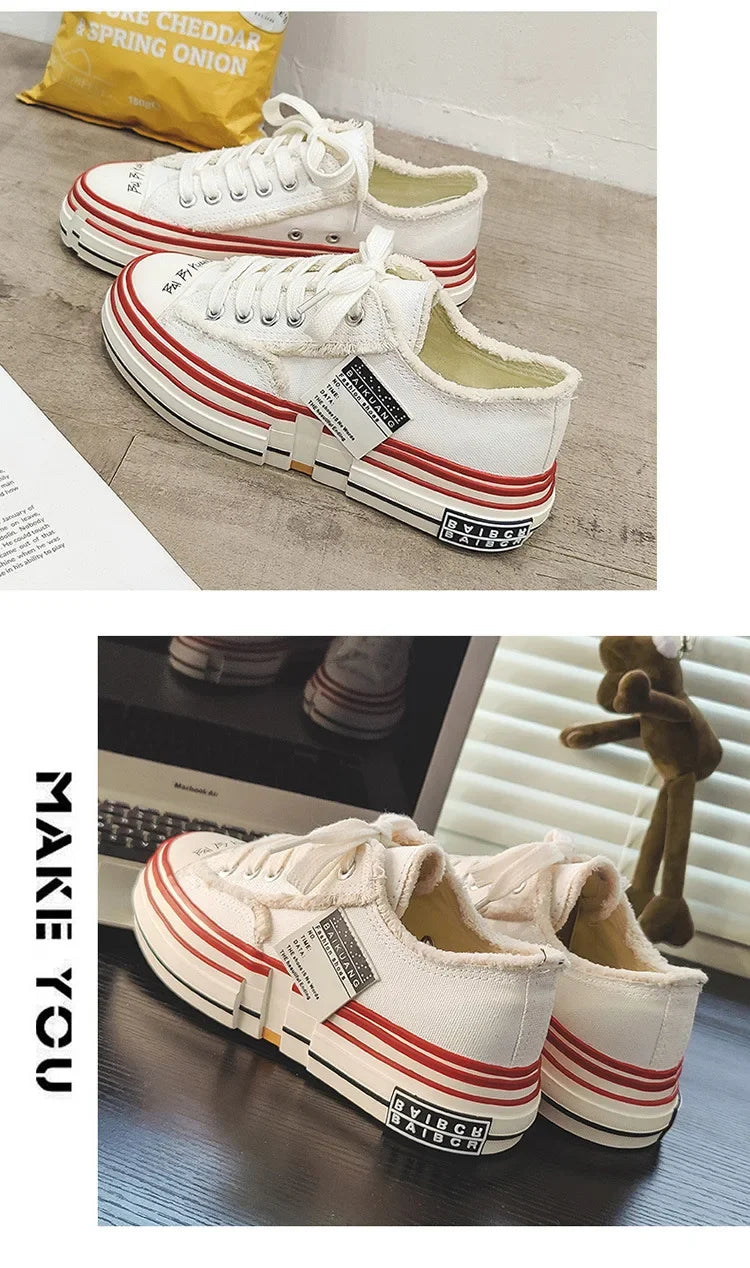 Men Vulcanized Shoe Thick Soles Increased Low Top Couple Shoe Canvas Shoe for Men Sneakers Tenis Masculino Zapatillas