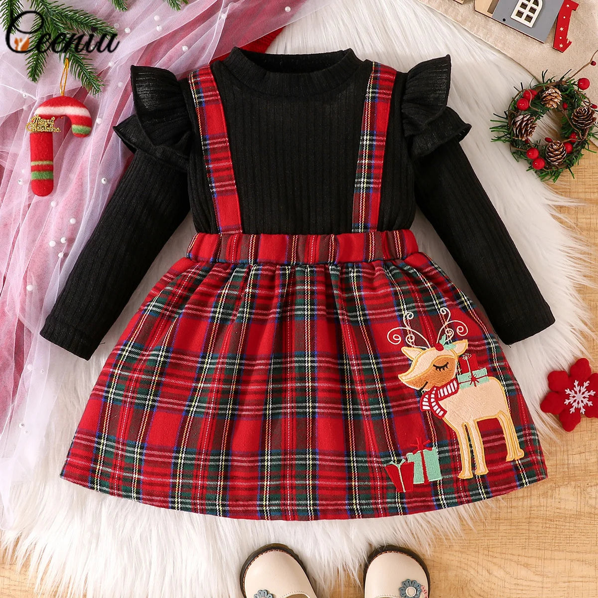 Baby Dress For New Year Green Tree Print Xmas Christmas Dress For Newborns Toddler My First New Year Girls Costumes