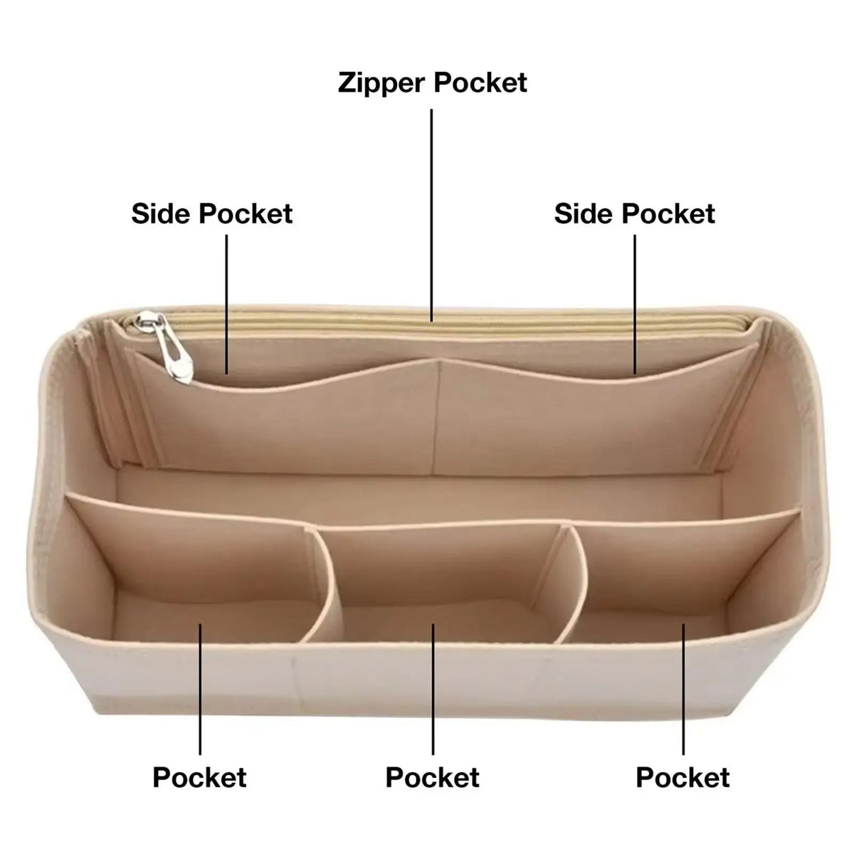 Homefish Felt Insert Liner Purse Organiser Pouch Tote Handbag Internal Storage Bag For Liz Visetos