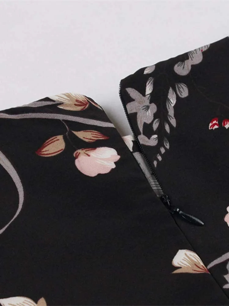 Sleeveless Floral Print Summer Dress Women Elegant Vintage Casual O Neck A Line Midi Party Sundress Vestidos With Belt