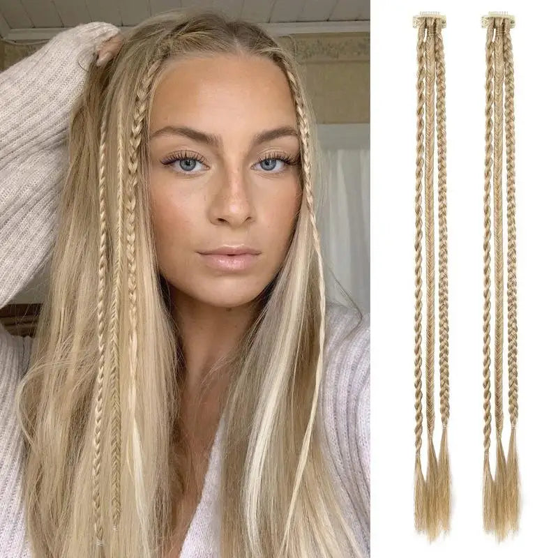 1Pairs Synthetic Wig Braids With Clip Boxing Braid Dreadlocks Clip In Hair Extension Dirty Braids Boxer Braid Hair Pieces
