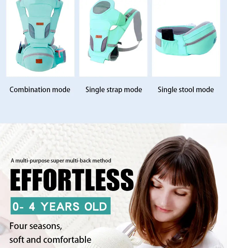 Ergonomic Baby Carrier 0-48M Baby Hipseat Carrier Front Facing Ergonomic Kangaroo Baby Wrap Sling for Baby Travel
