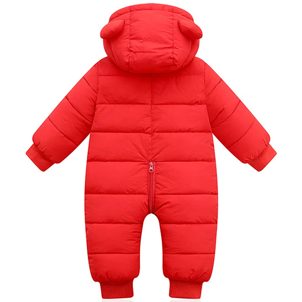 Toddlers Thick Snowsuit,Newborns Fleece Romper with Hood,Boys Girls Ski Wear,Warm Down Jumpsuit,Kids Winter Jumpsuit for 6-24M