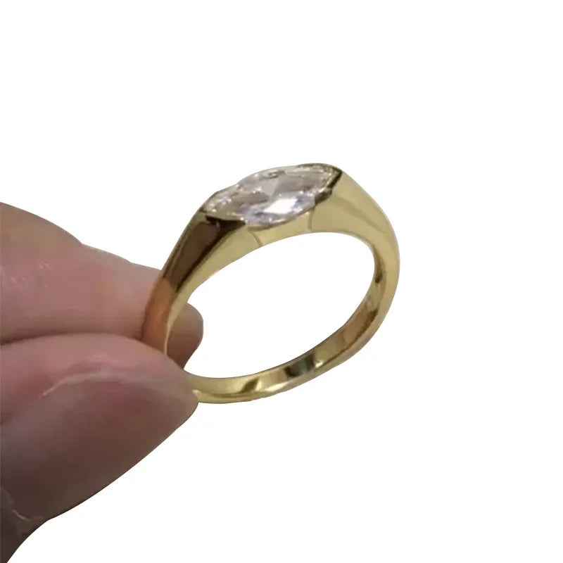 925 Sterling Silver Hot Sale Wedding Bands Women Rings with Marquise Zirconia Simple Elegant Female Accessories Trendy Jewelry