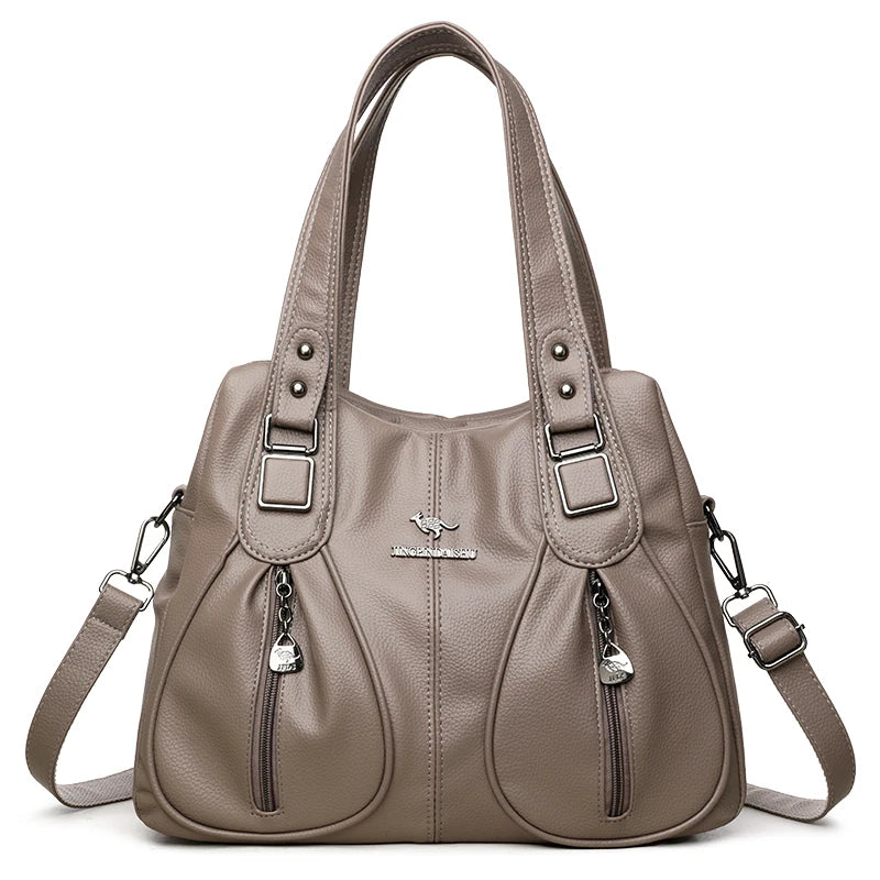 Genuine Brand Top Quality Soft Leather Casual Tote Bags for Women Handbag Luxury Female Shoulder Crossbody Sac Winter Style Bag