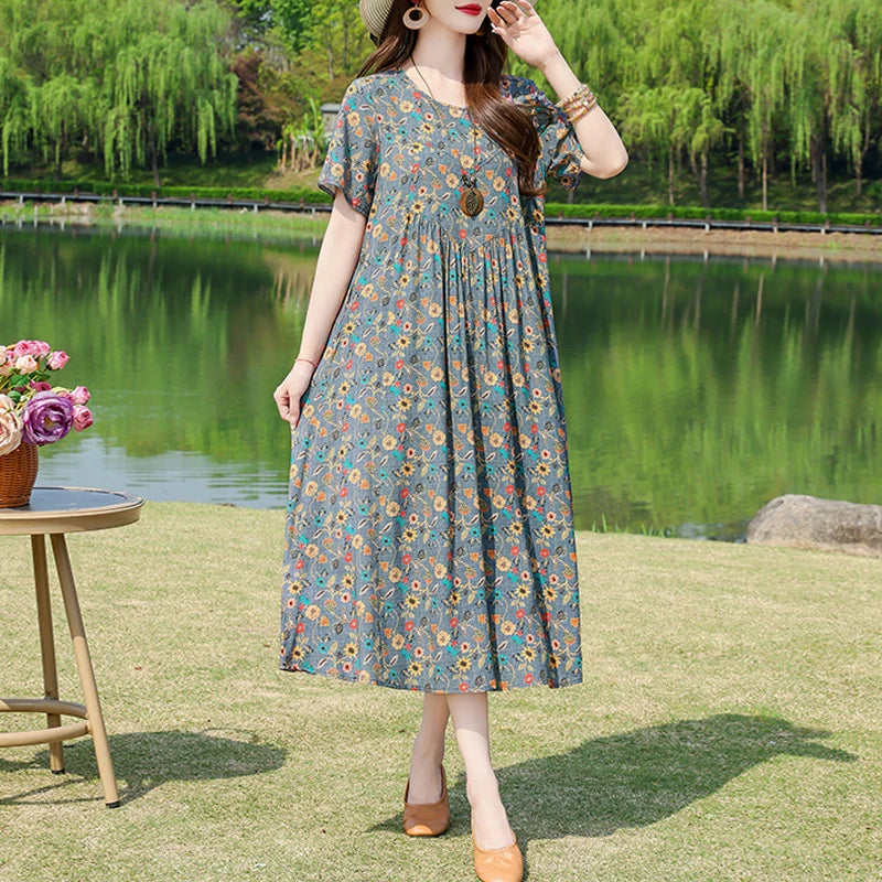 New Fashion Summer Dresses For Women 2025 Elegant Casual Short Sleeve Dress Soild Colour Women Clothing