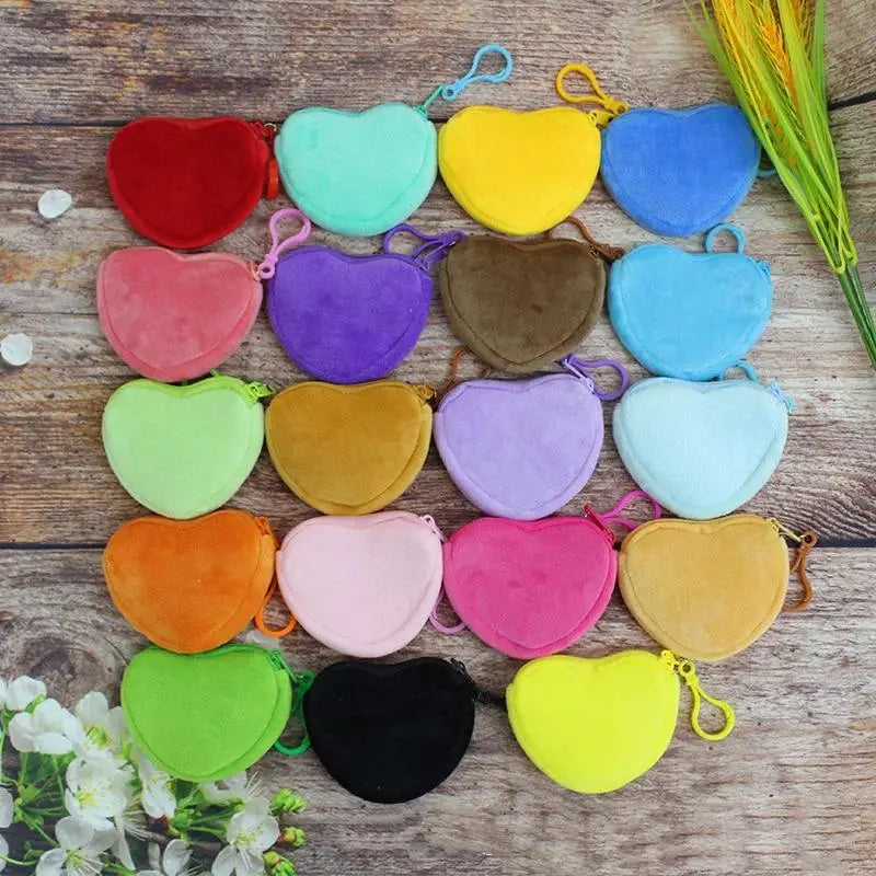 Solid Plush Heart Coin Purse Women's Cute Wallet ID Card Bag Keychain Minimalist Coin Bag Kawaii Wallets For Women Gift