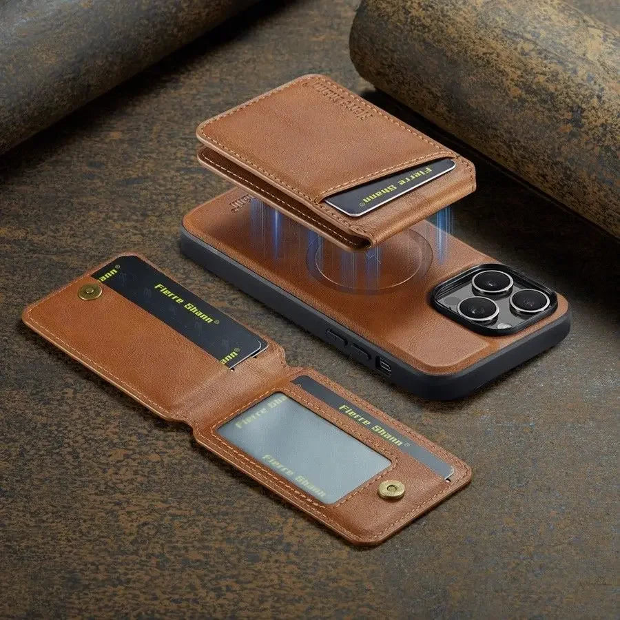 Magnetic Detachable Leather Wallet Phone Stand Case Wireless Charge Cover for iPhone  18 17Air 11 12 13 14 Plus 15 16 17 Pro Max