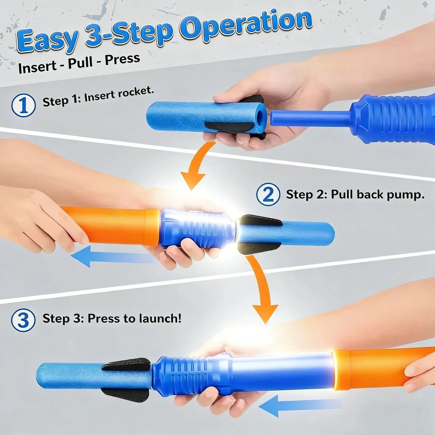 Hand Push Rocket Launcher Toy Set Foam Rockets Outdoor Garden Party Game Birthday Present Summer Funny Playing Toys