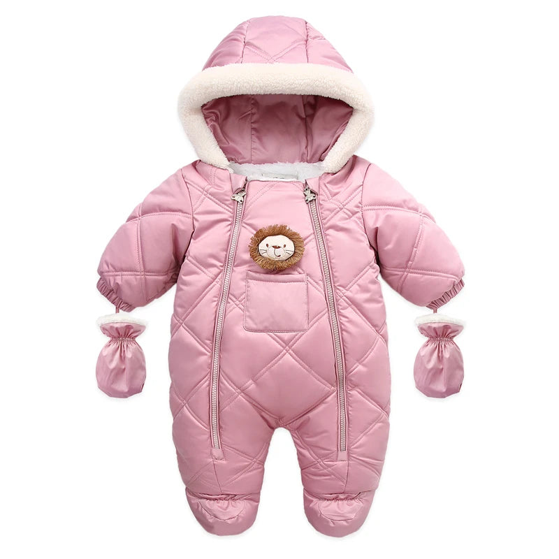 Ircomll Hight Quality Newborn Baby Winter Clothes Snowsuit Warm Fleece Hooded Romper Cartoon Lion Jumpsuit Toddler Kid Outfits
