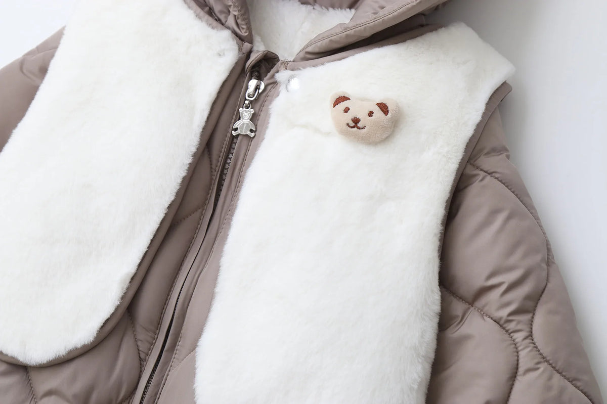 Winter 0-2Y Baby Clothes Thicken Fleece Boys Rompers Toddler Boys Jumpsuits Warm Fur Lining Footies And Vest 2 Pcs Snowsuit