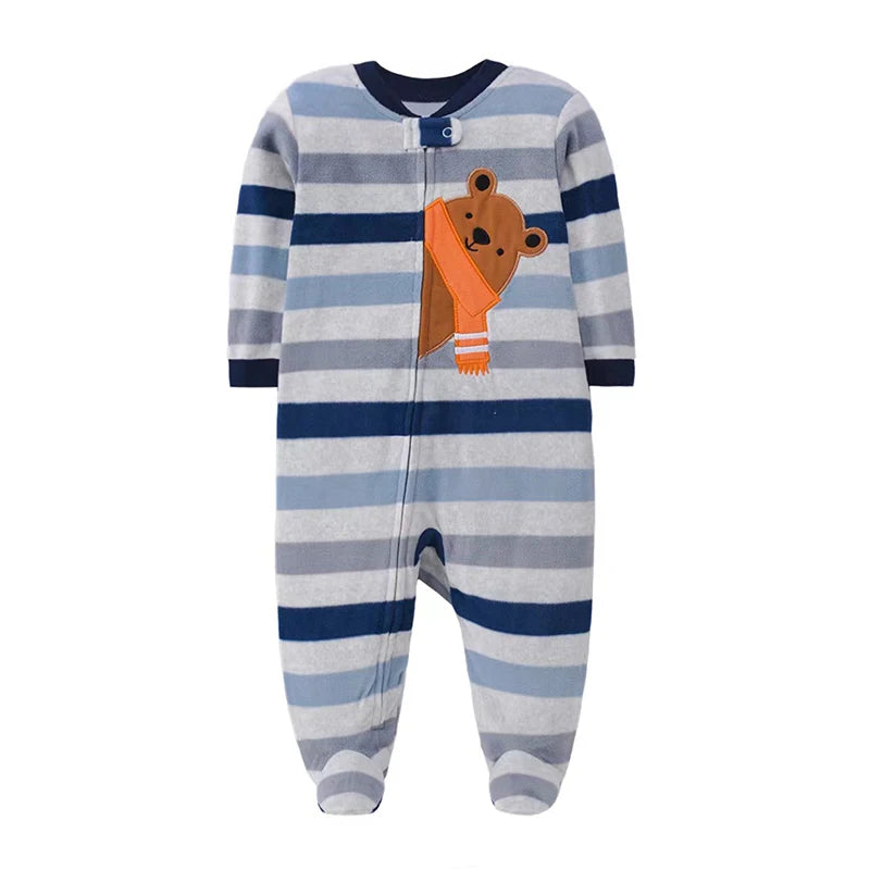 Winter Baby Boy Girl Rompers Clothes Zipper Fleece Autumn Warm Newborn Infants Pajamas Outfit Animal Jumpsuit Clothing 0 -12 M