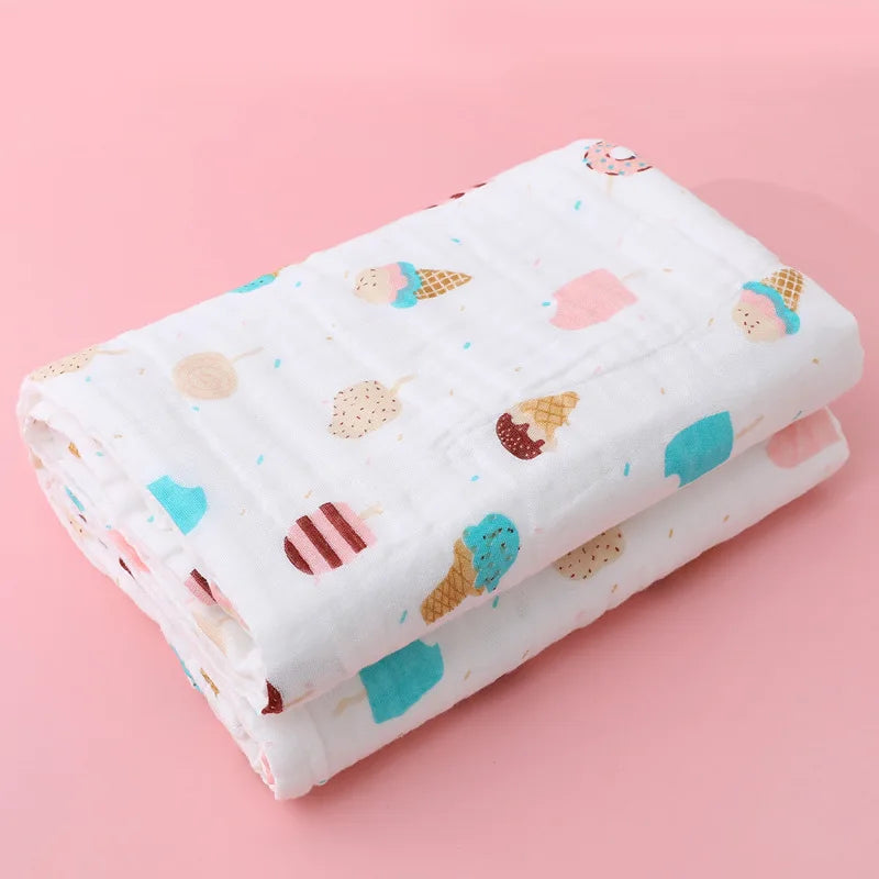 Baby Bath Towel Boy Girl Cotton Blanket For Newborn Bathrobe 4-Layer Gauze Washcloth Infant Swaddle