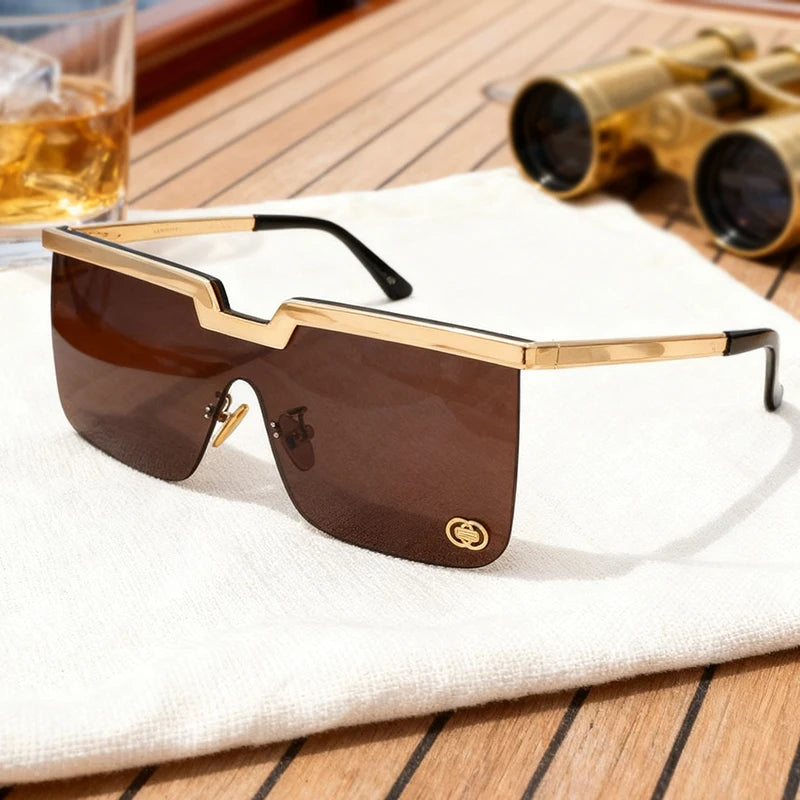 Rimless Sunglasses Rectangle Fashion Popular Women Shades Large Square Sun Glasses For Female Male Summer Traveling Oculos