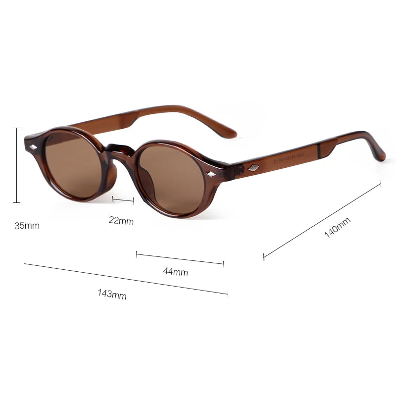 Retro Small Oval Sunglasses Women Brand Design Rivet Blue Tortoise Shell Sun Glasses Outdoor Men Shades Female UV Oculos De Sol
