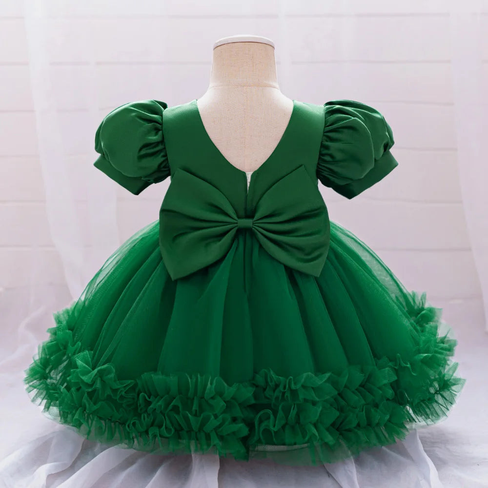 Toddler Sequin Baby Girl Party Dresses Bow Princess Dresses for Girl 1st Birthday Baptism Baby Dress Tutu Lace Wedding Prom Gown