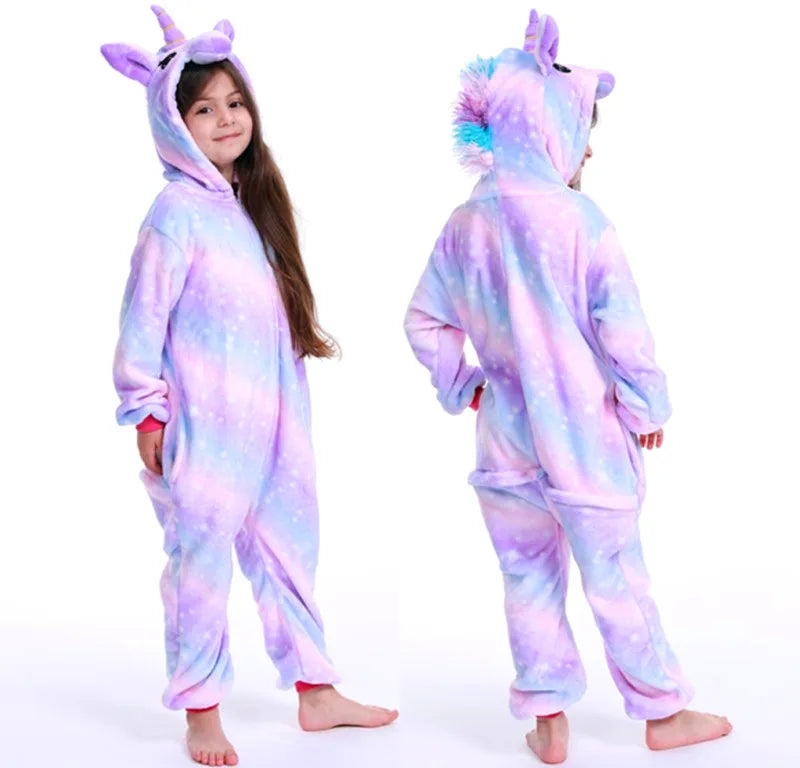 Kigurumi Onesie Kids Unicorn Pajamas For Children Animal Cartoon Blanket Sleepers Baby Costume Winter Boy Girl Licorne Jumspuit