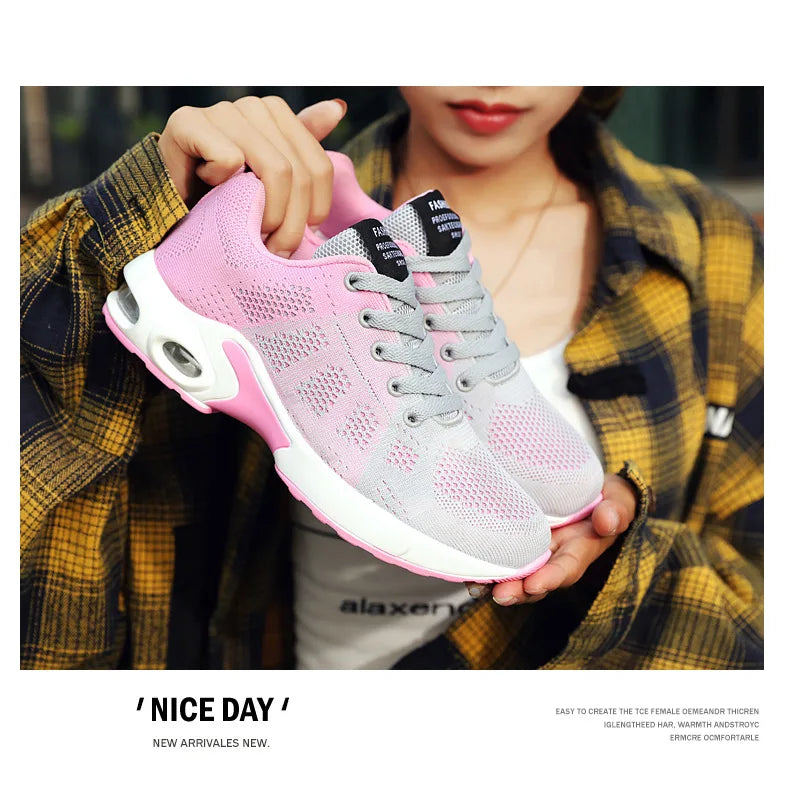 Mesh Women Running Shoes Breathable Casual Shoes Outdoor Light Weight Pink Tenis Sports Shoes Casual Walking Sneakers for Wamen